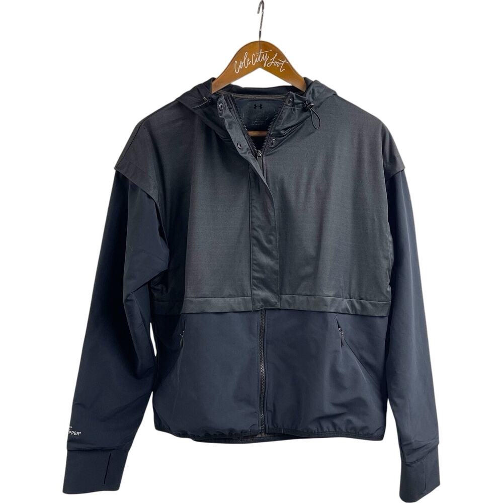 Under Armour Gore Stopper Hooded Jacket Gray Fitted Medium Pullover Sporty